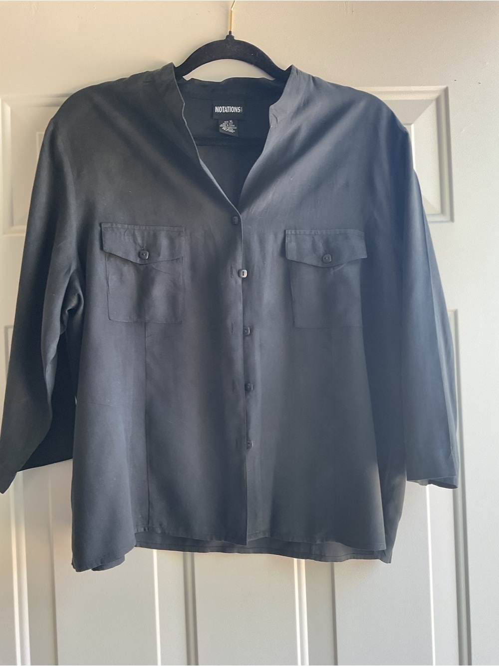 Notations Black 100% Silk Blouse